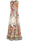 Etro Patterned Belted Cotton Maxi Dress In Multi