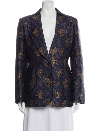 Pre-owned Etro Patterned Blazer In Blue
