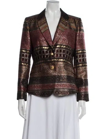 Pre-owned Etro Patterned Blazer In Burgundy
