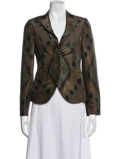 Pre-owned Etro Patterned Blazer In Green