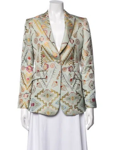 Pre-owned Etro Patterned Blazer In Green