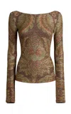 Etro Patterned Boatneck Top In Multi
