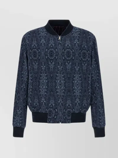 ETRO PATTERNED BOMBER JACKET WITH RIBBED CUFFS AND HEM