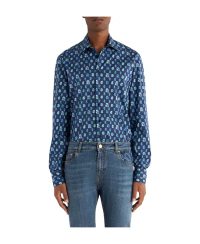 Etro Patterned Button-up Shirt In Blue