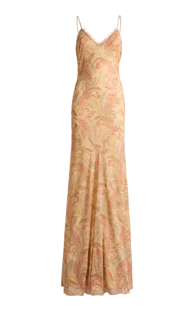 Etro Patterned Cami Maxi Dress In Brown