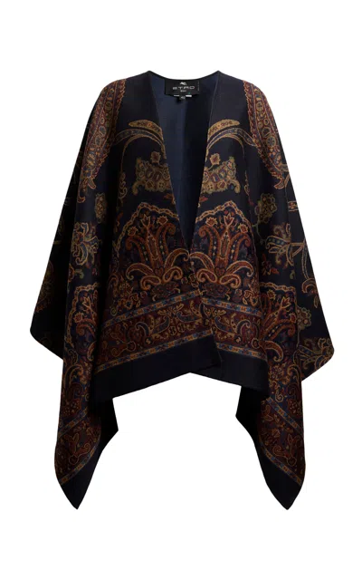 Etro Patterned Cape In Brown