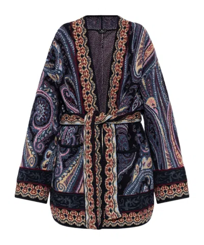 Etro Patterned Cardigan In Blue