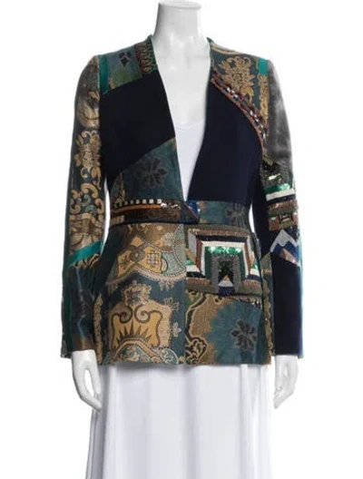 Pre-owned Etro Patterned Coat In Blue