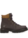 Etro Patterned-collar Lace-up Boots In Brown