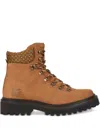 Etro Patterned-collar Lace-up Boots In Brown