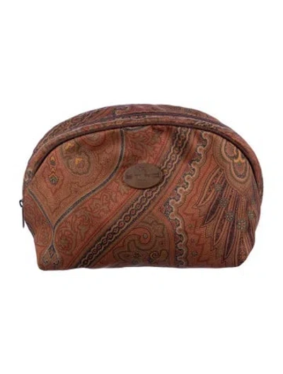 Pre-owned Etro Patterned Cosmetic Bag In Brown