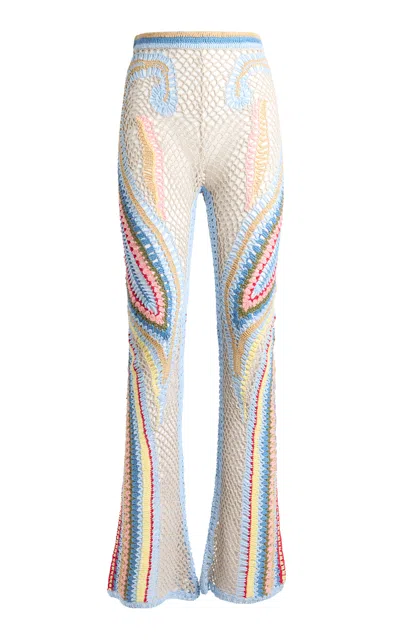Etro Patterned Cotton Flared Pants In Multi