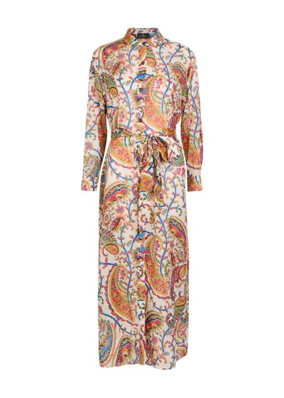 Etro Patterned Cotton Midi Shirt Dress In Multi