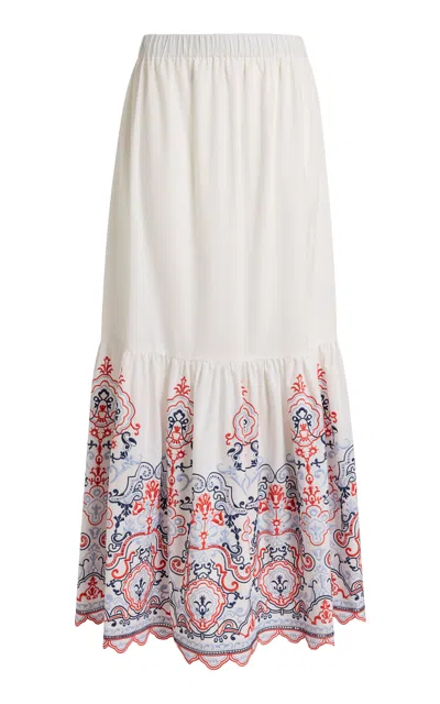 Etro Patterned Cotton-blend Maxi Skirt In White