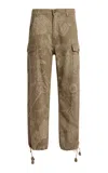 Etro Patterned Cotton-denim Straight-leg Pants In Brown