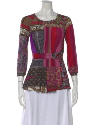 Pre-owned Etro Patterned Crew Neck Blouse In Multi