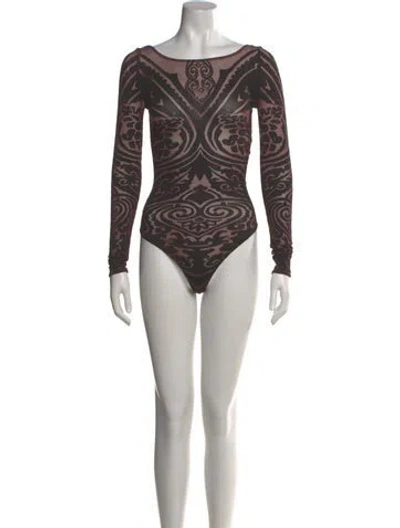 Pre-owned Etro Patterned Crew Neck Bodysuit W/ Tags In Multi