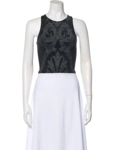 Pre-owned Etro Patterned Crew Neck Crop Top In White