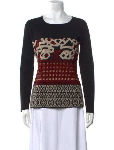 Pre-owned Etro Patterned Crew Neck Sweater In Black