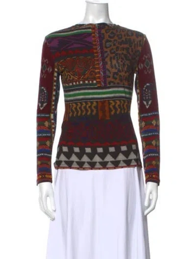 Pre-owned Etro Patterned Crew Neck Top In Black