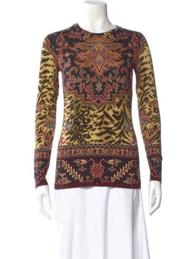 Pre-owned Etro Patterned Crew Neck Top In Multi