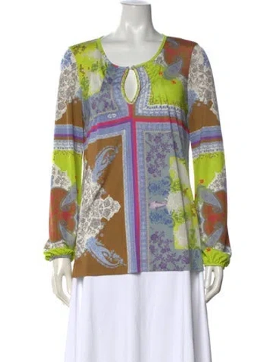 Pre-owned Etro Patterned Crew Neck Top In Multi