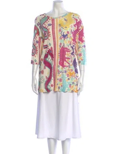 Pre-owned Etro Patterned Crew Neck Top In Neutral