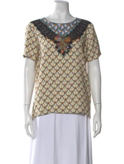 Pre-owned Etro Patterned Crew Neck Top In Neutral