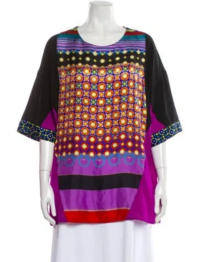 Pre-owned Etro Patterned Crew Neck Top In Pink