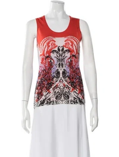 Pre-owned Etro Patterned Crew Neck Top In Red