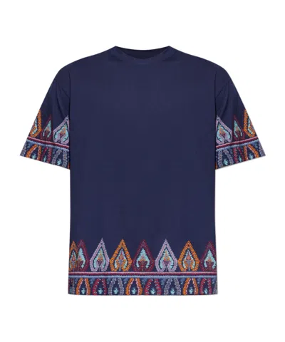 Etro Patterned Crewneck T-shirt In Blue