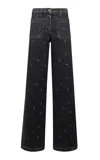 Etro Patterned Denim Flared Jeans In Blue
