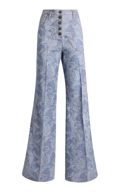 Etro Patterned Denim Flared Jeans In Multi