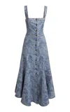 Etro Patterned Denim Maxi Dress In Blue