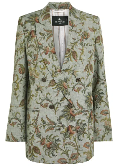 Etro Patterned Double-breasted Woven Blazer In Multi