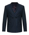 Etro Patterned Double-breasted Blazer In Blue
