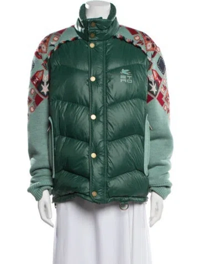 Pre-owned Etro Patterned Down Jacket In Green