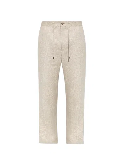 Etro Patterned Drawstring Trousers In Neutral