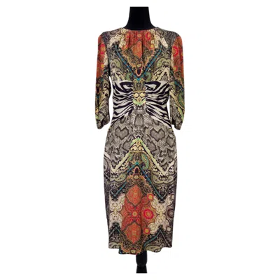 Pre-owned Etro Patterned Dress With Multicolor Animal Print In Brown