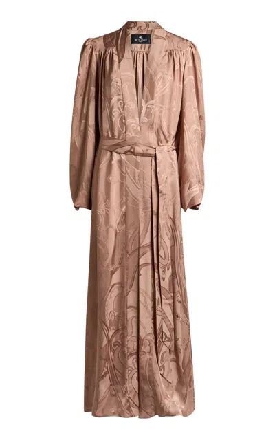 Etro Patterned Duster Coat In Brown