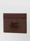 ETRO PATTERNED FABRIC AND LEATHER CARD HOLDER