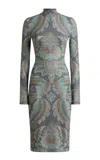 Etro Patterned High-neck Midi Dress In Multi