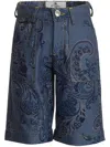 Etro Patterned-jacquard Bermuda Shorts In Blue