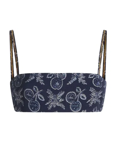 Etro Patterned-jacquard Bralette In Blue