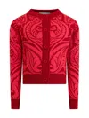 Etro Patterned-jacquard Cardigan In Pink