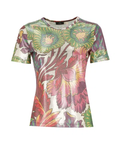 Etro Patterned-jacquard Crewneck T-shirt In Multi