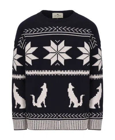 ETRO ETRO GRAPHIC INTARSIA KNITTED CREWNECK JUMPER