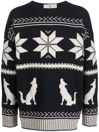 ETRO PATTERNED-JACQUARD KNITTED JUMPER