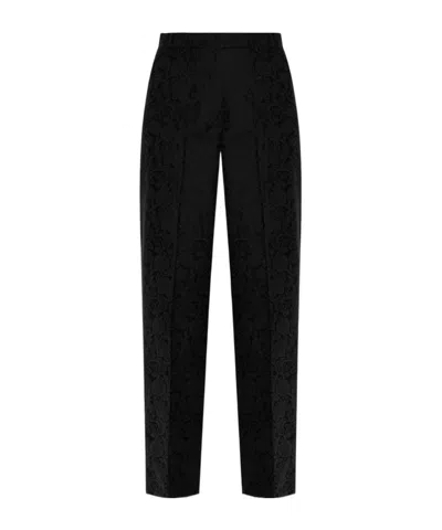 Etro Patterned Jacquard Pressed Crease Trousers In Black