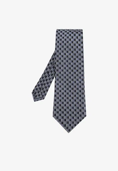 Etro Patterned-jacquard Tie In Blue